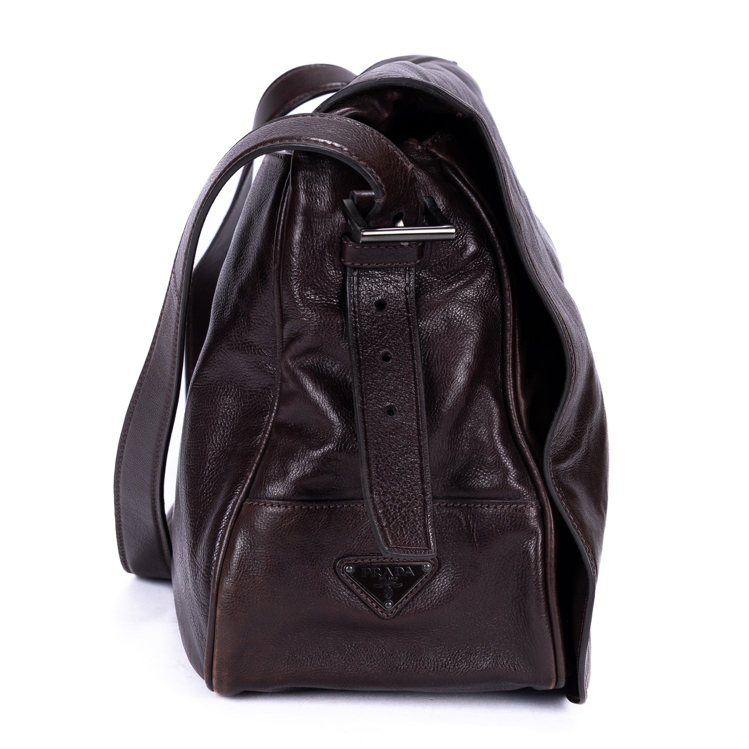 Shoulder Bag Men's Flap Messenger Black Calfskin Leather