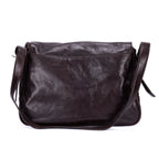 Shoulder Bag Men's Flap Messenger Black Calfskin Leather