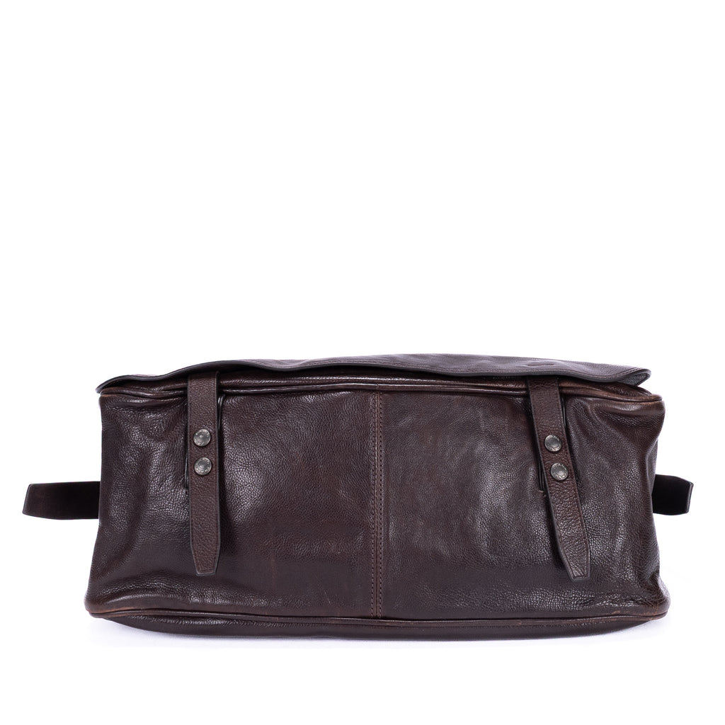 Shoulder Bag Men's Flap Messenger Black Calfskin Leather