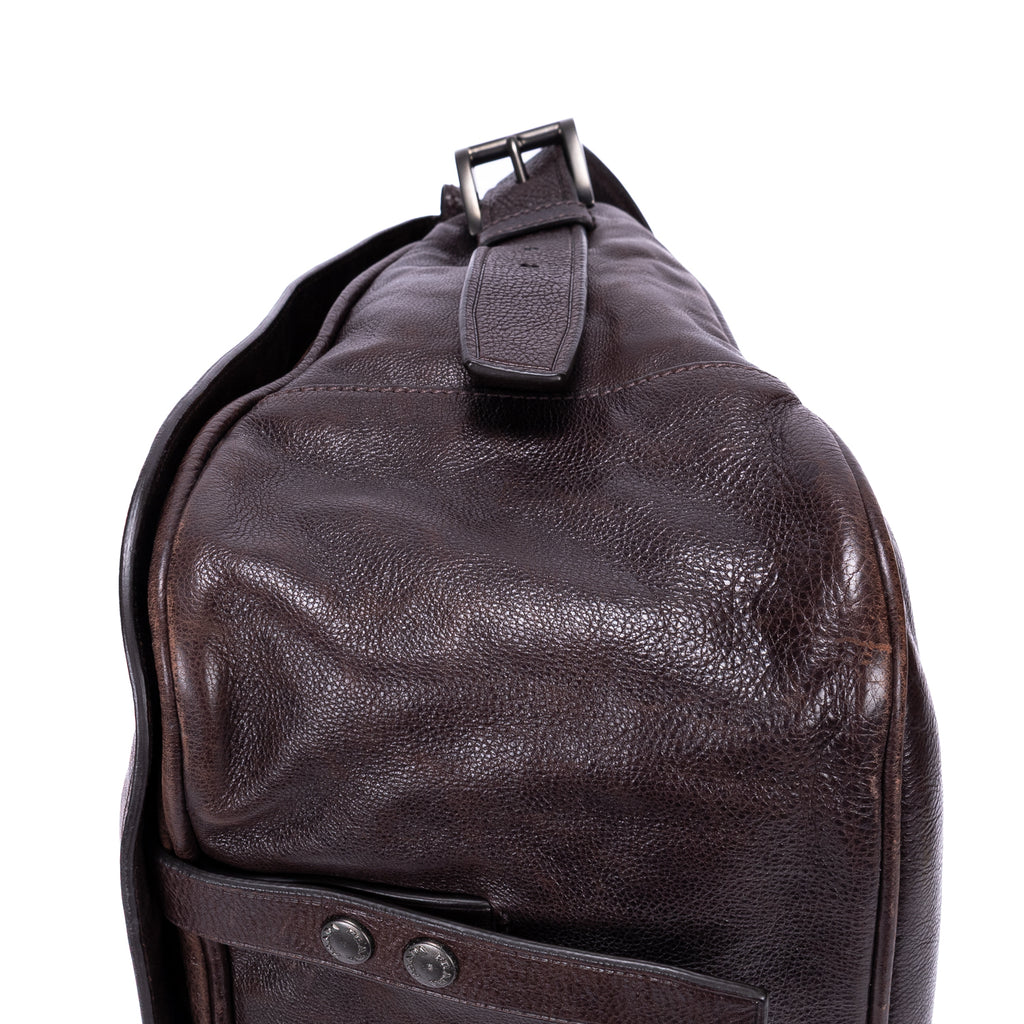 Shoulder Bag Men's Flap Messenger Black Calfskin Leather