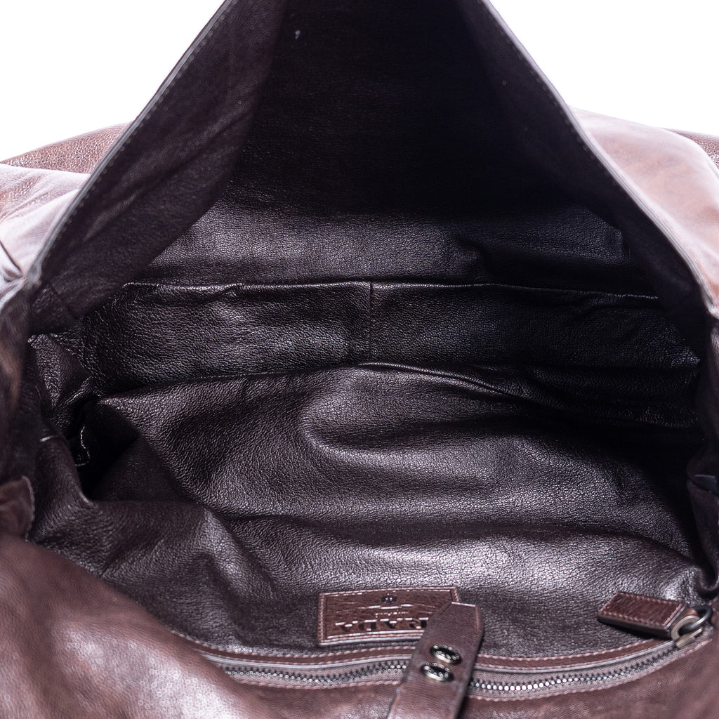 Shoulder Bag Men's Flap Messenger Black Calfskin Leather
