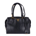 Shoulder Bag Shopping Tote Black Calfskin Leather