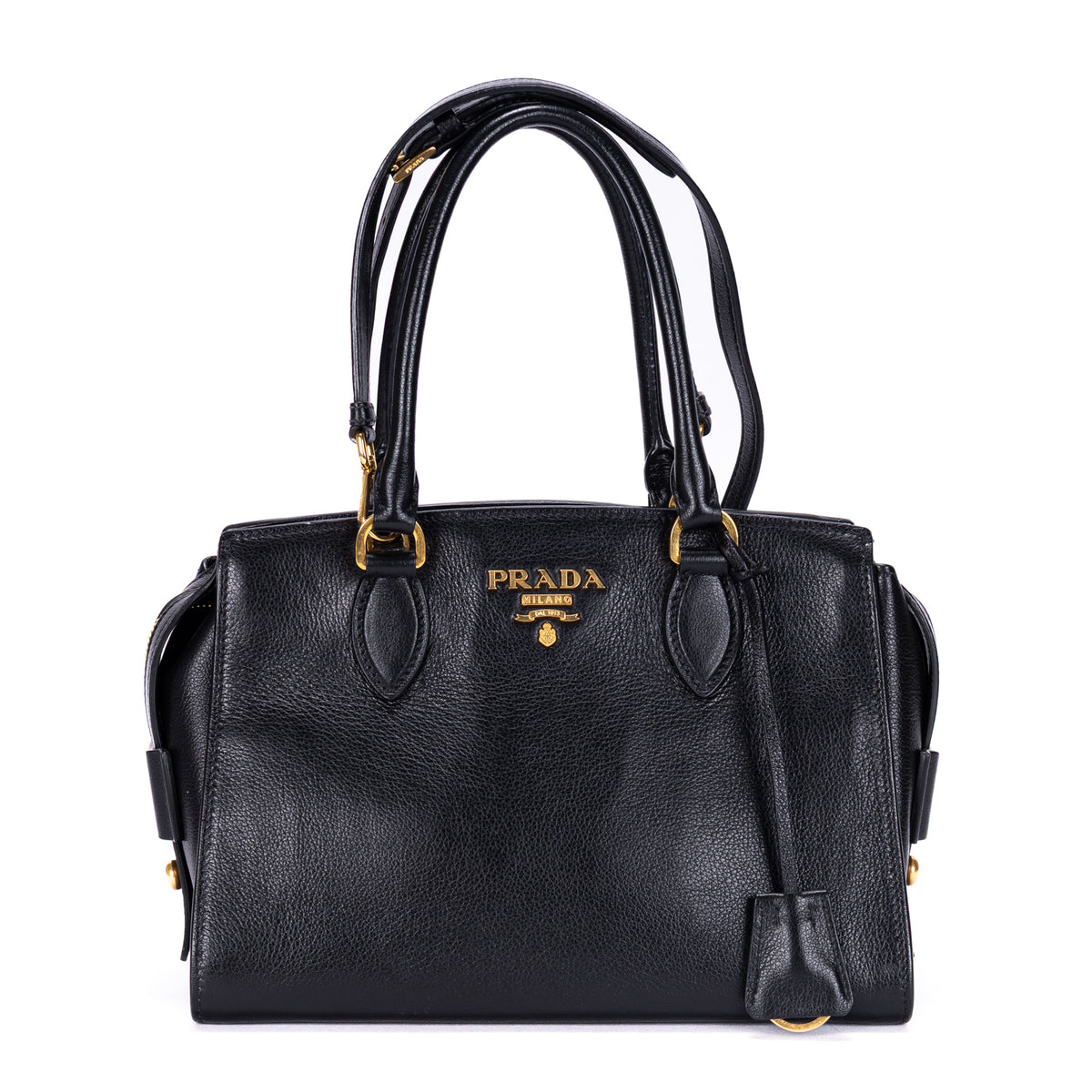Shoulder Bag Shopping Tote Black Calfskin Leather