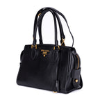 Shoulder Bag Shopping Tote Black Calfskin Leather
