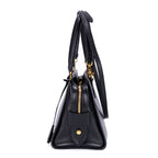 Shoulder Bag Shopping Tote Black Calfskin Leather