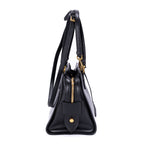 Shoulder Bag Shopping Tote Black Calfskin Leather