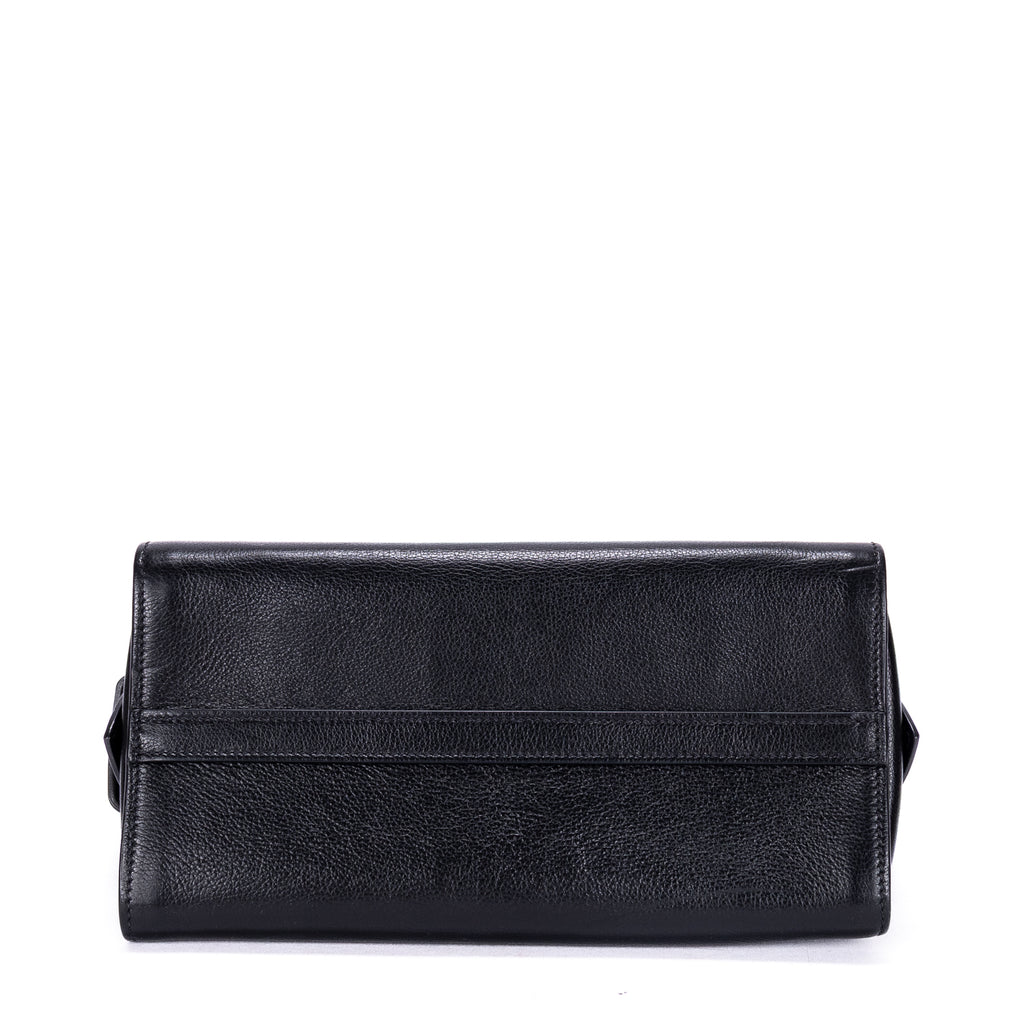 Shoulder Bag Shopping Tote Black Calfskin Leather