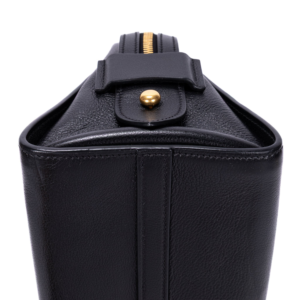 Shoulder Bag Shopping Tote Black Calfskin Leather