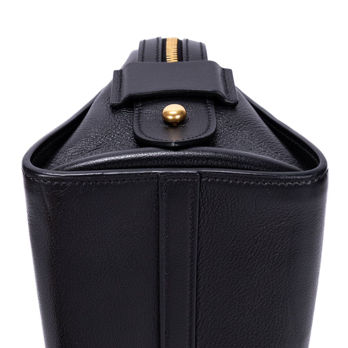 Shoulder Bag Shopping Tote Black Calfskin Leather