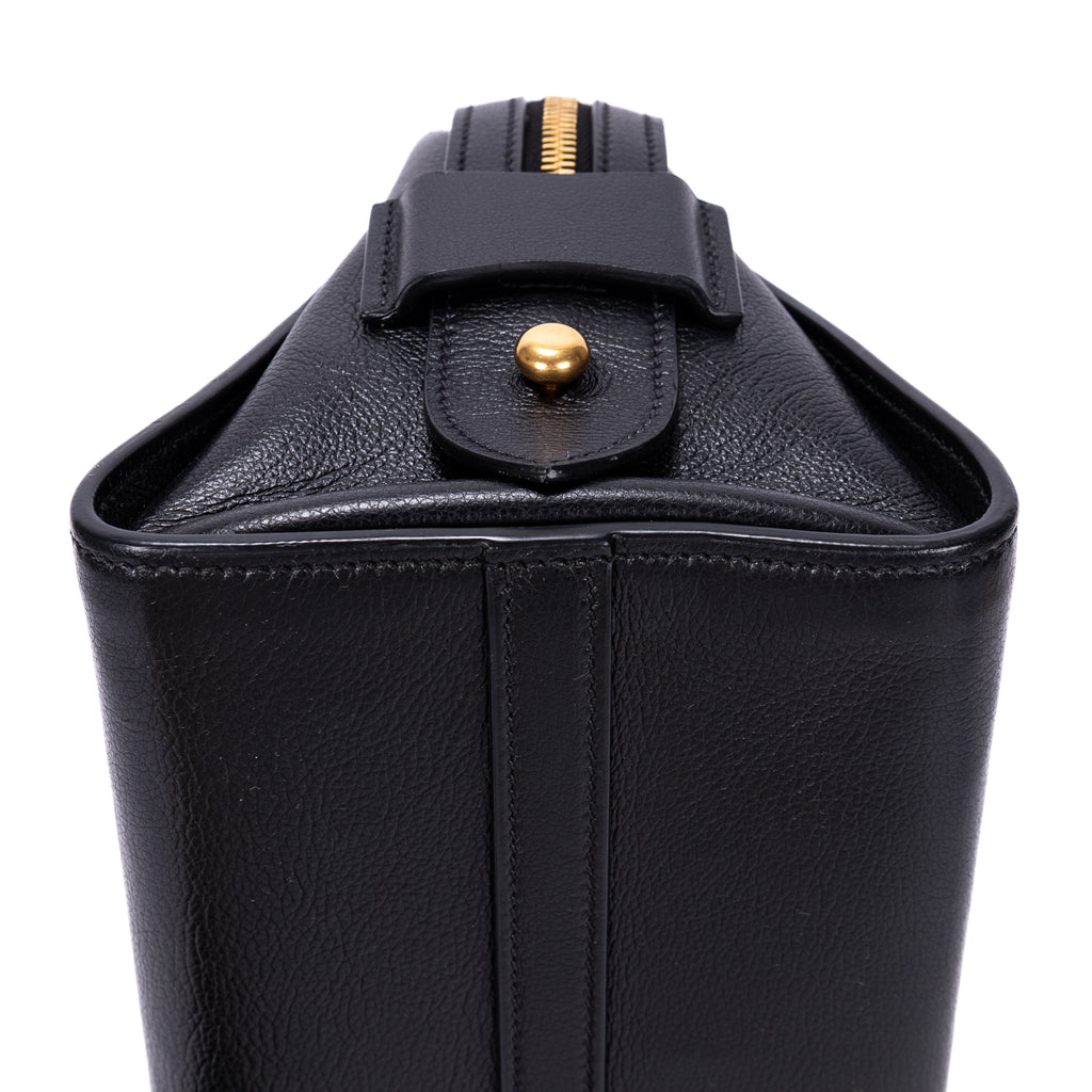 Shoulder Bag Shopping Tote Black Calfskin Leather