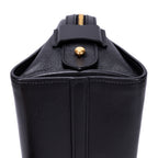 Shoulder Bag Shopping Tote Black Calfskin Leather