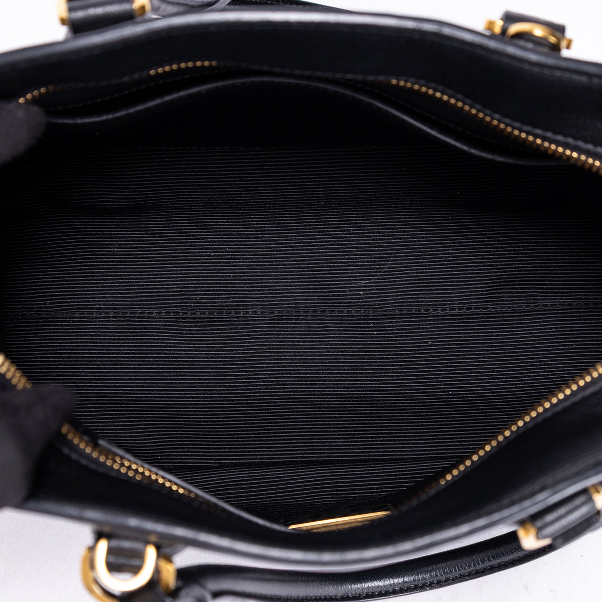 Shoulder Bag Shopping Tote Black Calfskin Leather