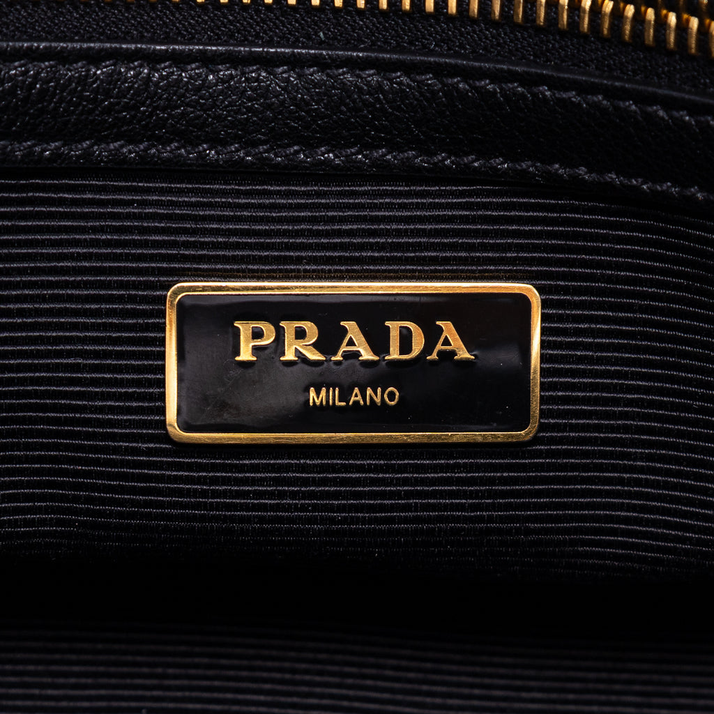 Shoulder Bag Shopping Tote Black Calfskin Leather