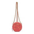 Shoulder Bag Ltd. Ed. Charms Mini Round Clutch Pink Lambskin Quilted Leather