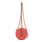 Shoulder Bag Ltd. Ed. Charms Mini Round Clutch Pink Lambskin Quilted Leather