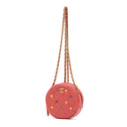 Shoulder Bag Ltd. Ed. Charms Mini Round Clutch Pink Lambskin Quilted Leather