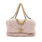 Shoulder Bag Rare Shearling 19 Classic Flap Pink Shearling Canvas
