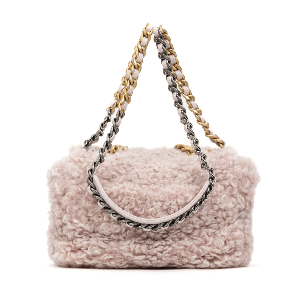 Shoulder Bag Rare Shearling 19 Classic Flap Pink Shearling Canvas