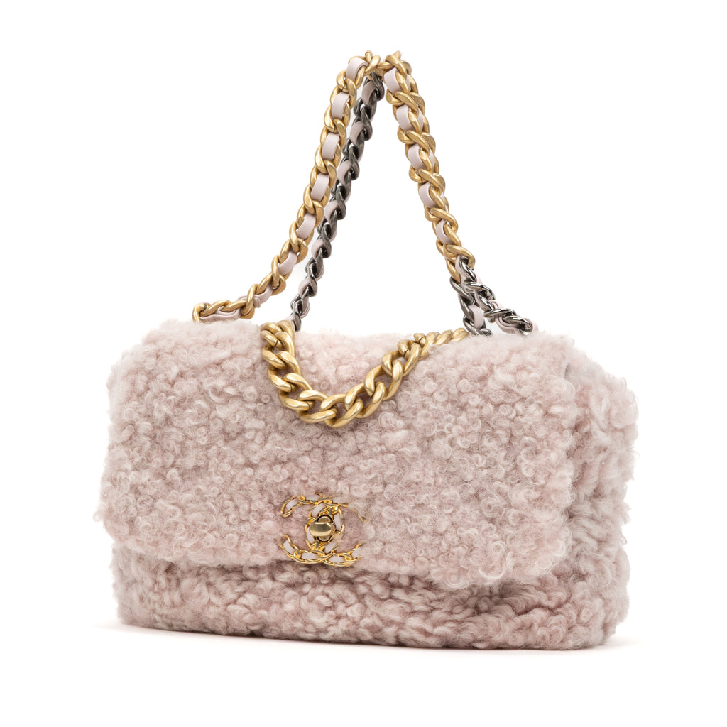Shoulder Bag Rare Shearling 19 Classic Flap Pink Shearling Canvas
