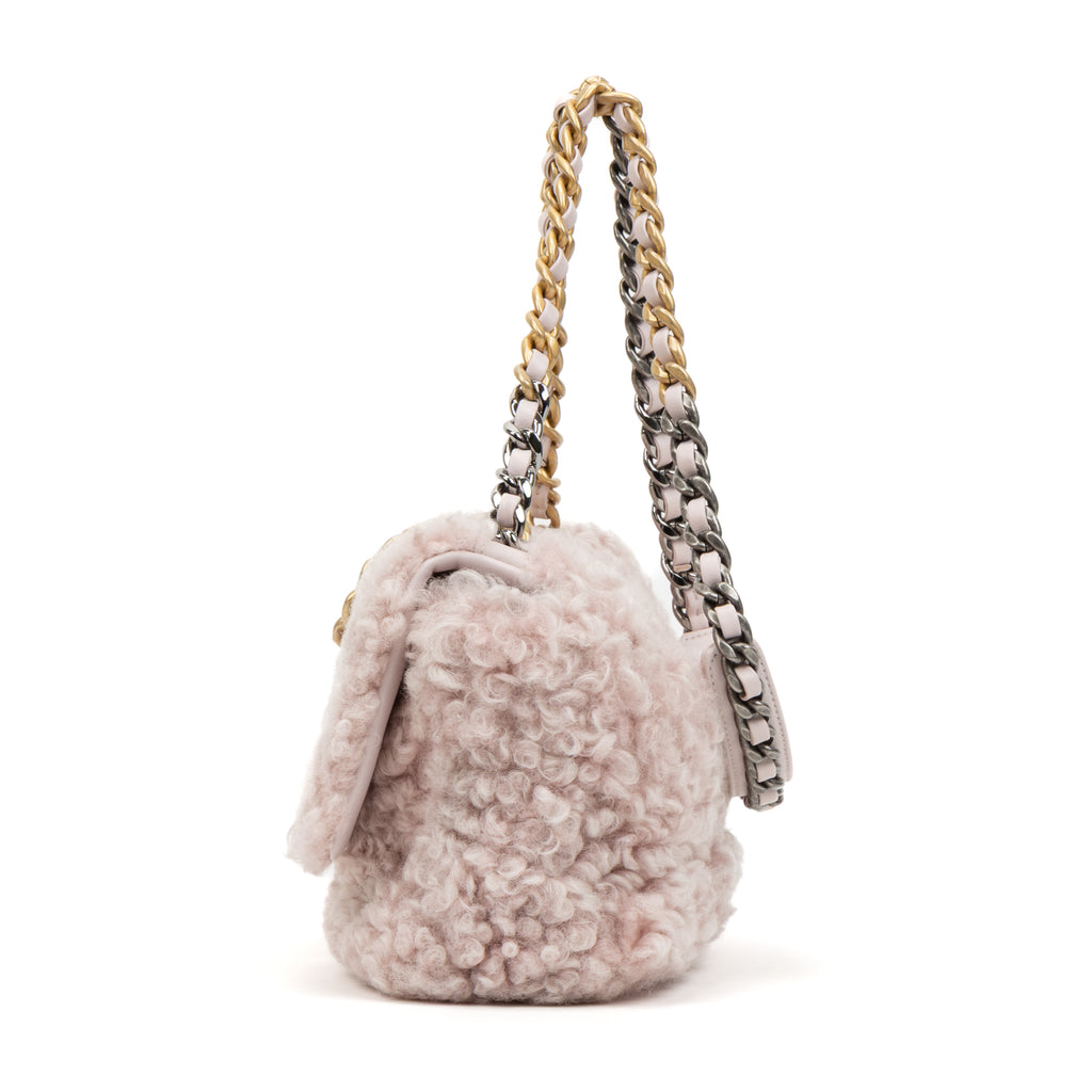 Shoulder Bag Rare Shearling 19 Classic Flap Pink Shearling Canvas
