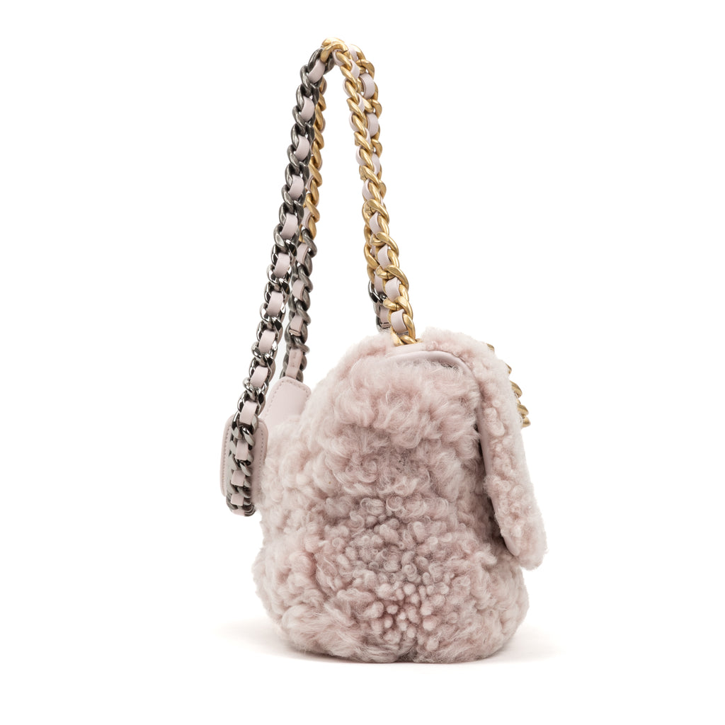 Shoulder Bag Rare Shearling 19 Classic Flap Pink Shearling Canvas