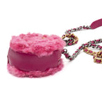 Shoulder Bag Rare Shearling Mini Round Clutch Pink Shearling Canvas