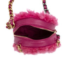 Shoulder Bag Rare Shearling Mini Round Clutch Pink Shearling Canvas
