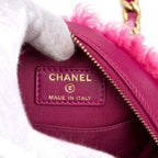 Shoulder Bag Rare Shearling Mini Round Clutch Pink Shearling Canvas