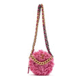 Shoulder Bag Rare Shearling Mini Round Clutch Pink Shearling Canvas