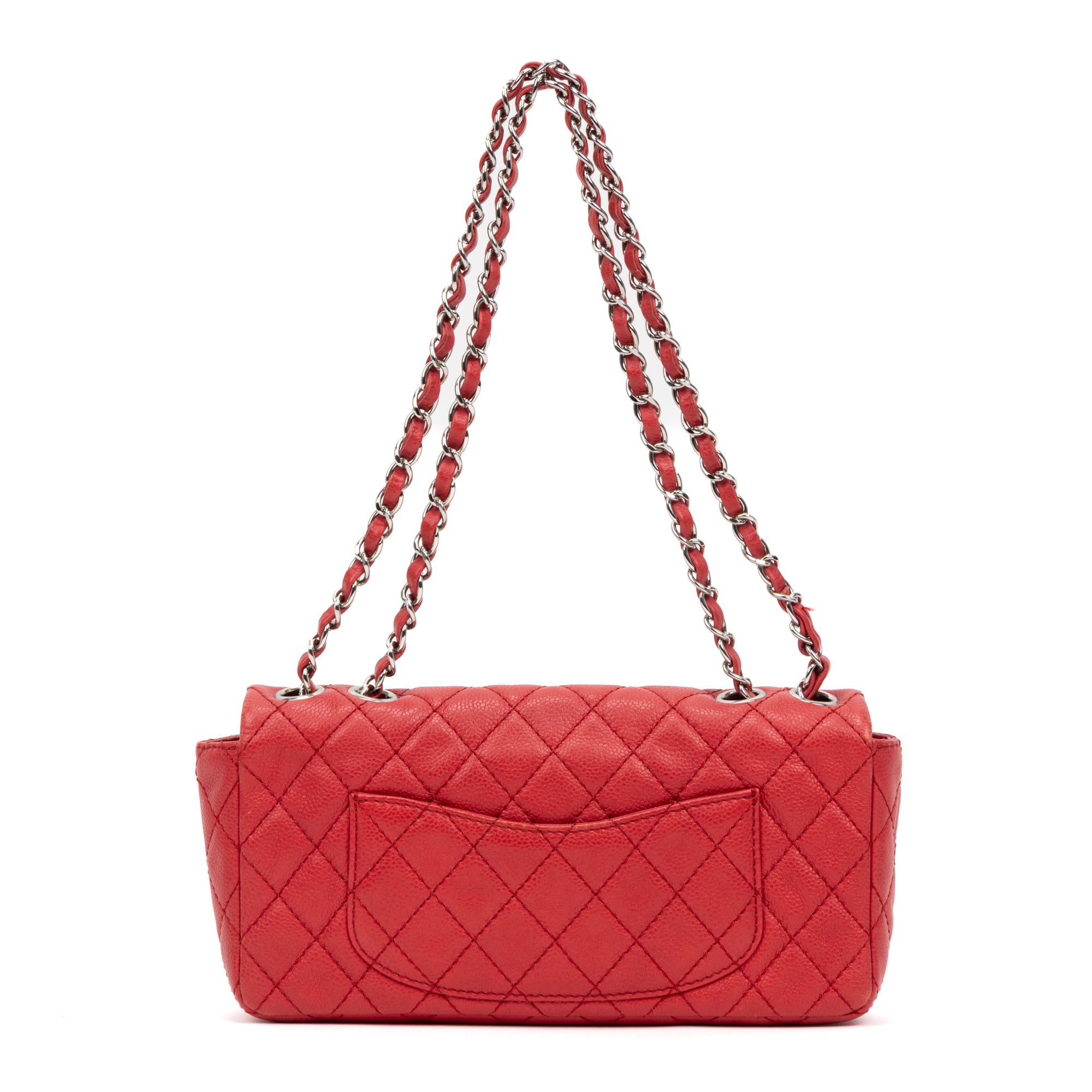 Shoulder Bag Rare East-West Single Flap Red Caviar Quilted Leather