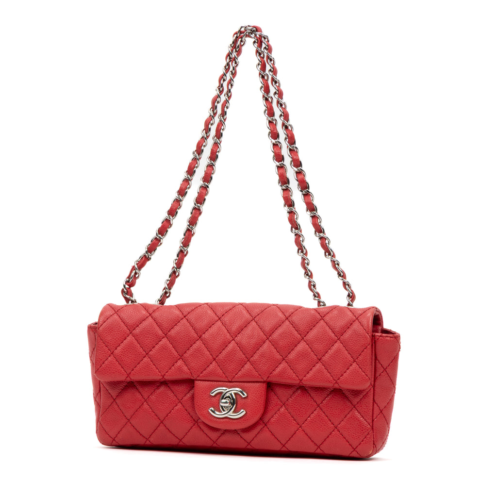 Shoulder Bag Rare East-West Single Flap Red Caviar Quilted Leather