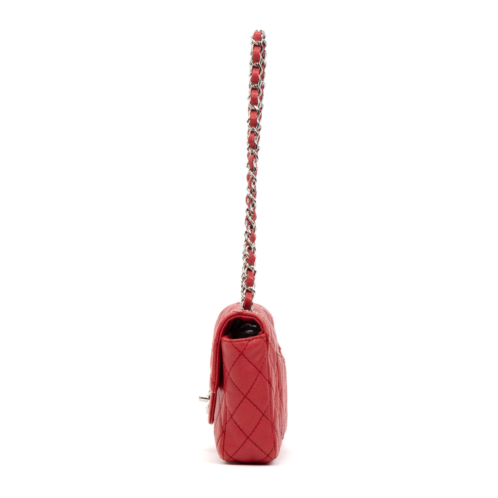 Shoulder Bag Rare East-West Single Flap Red Caviar Quilted Leather