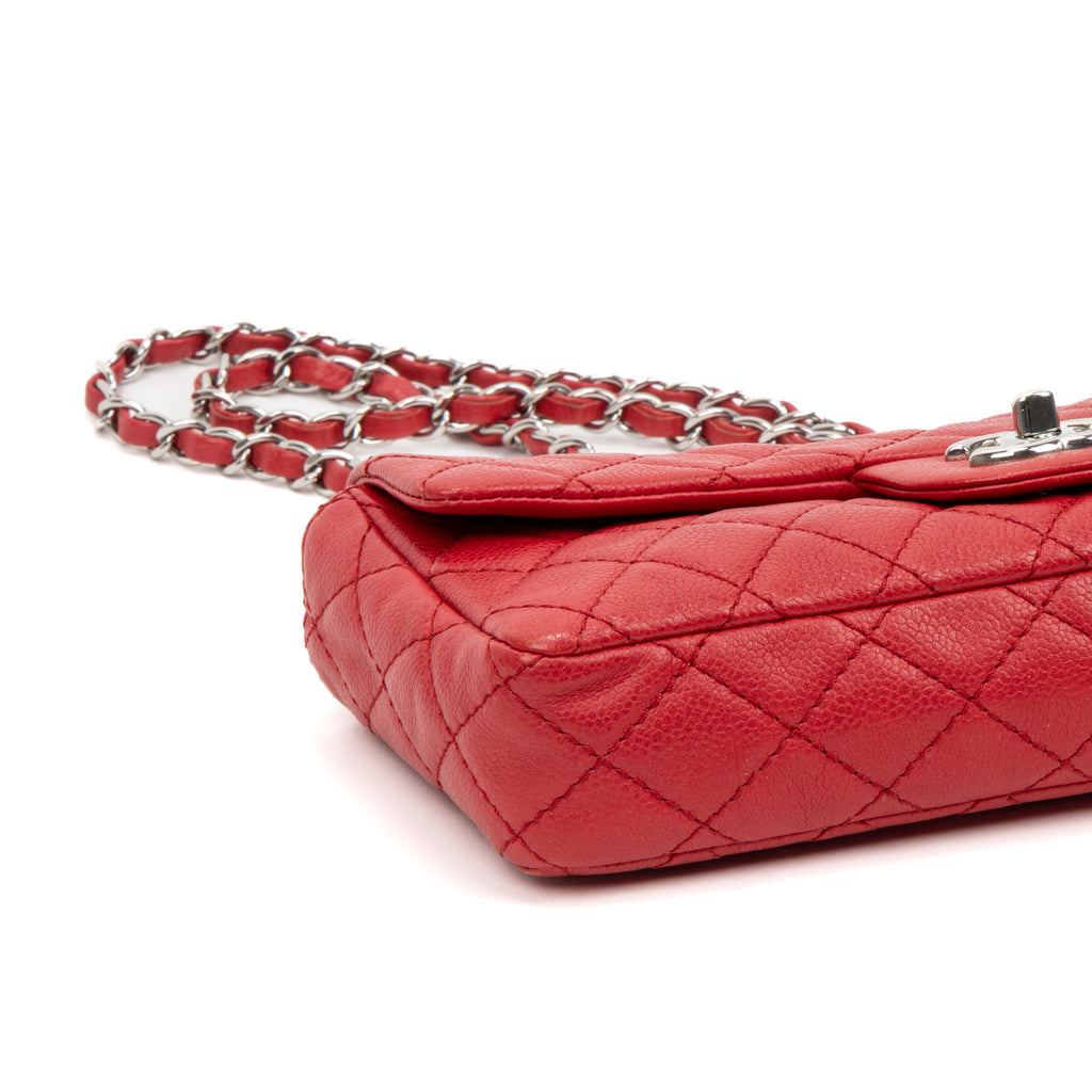 Shoulder Bag Rare East-West Single Flap Red Caviar Quilted Leather