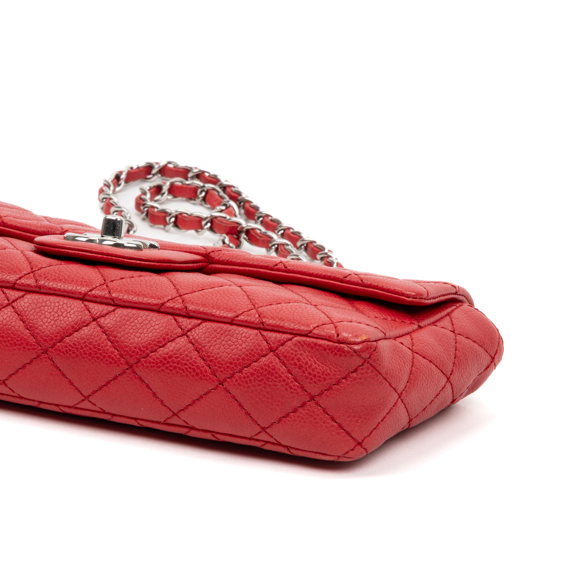 Shoulder Bag Rare East-West Single Flap Red Caviar Quilted Leather