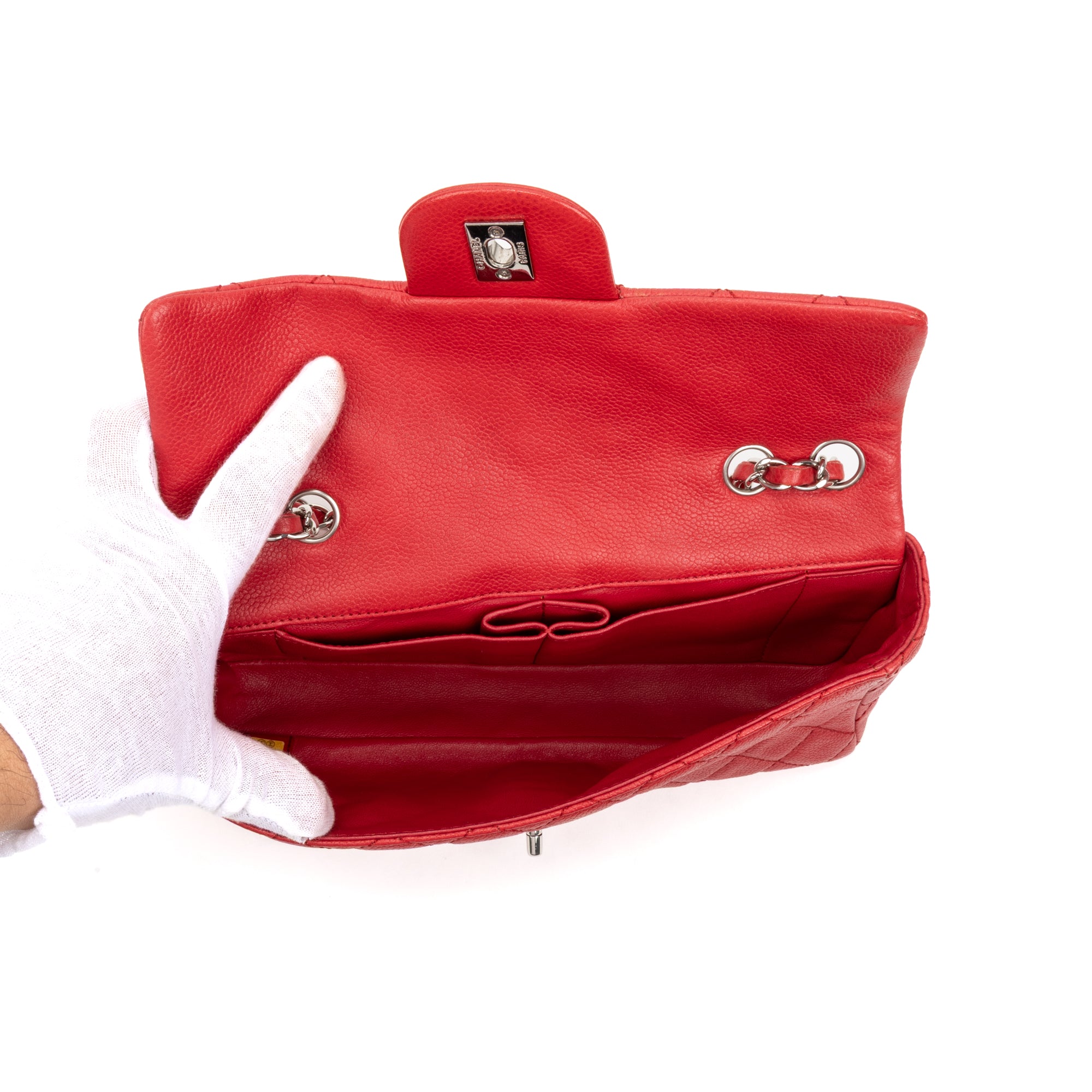 Shoulder Bag Rare East-West Single Flap Red Caviar Quilted Leather