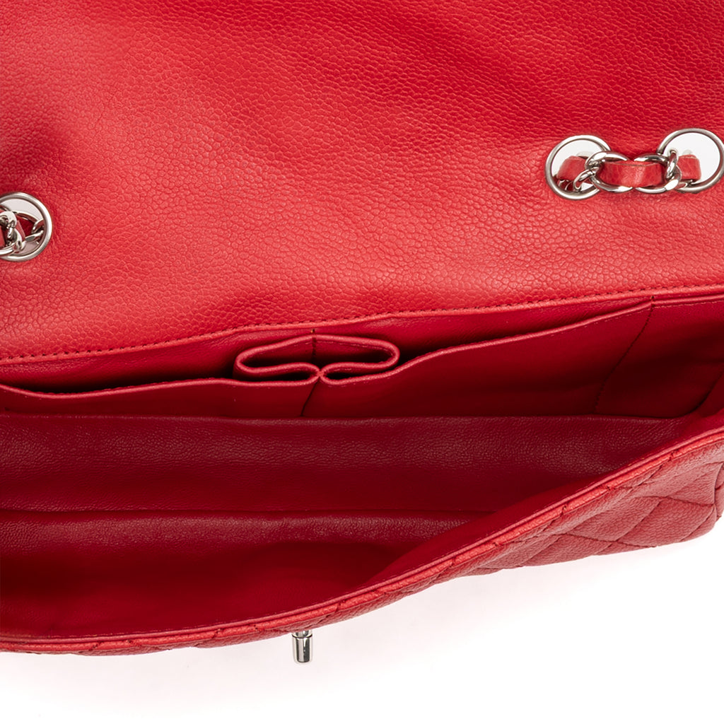 Shoulder Bag Rare East-West Single Flap Red Caviar Quilted Leather