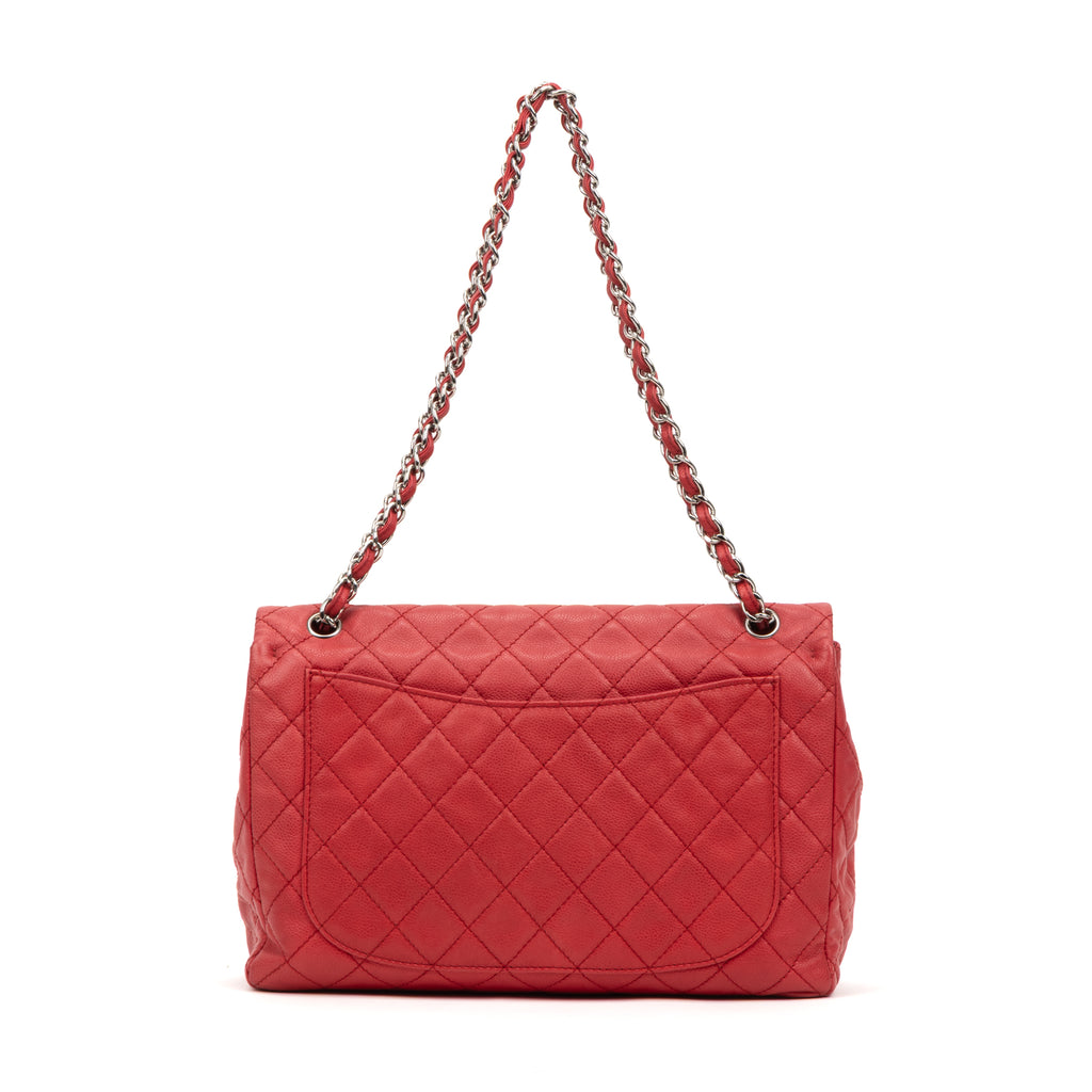 Shoulder Bag Classic Soft Flap Maxi Red Caviar Quilted Leather