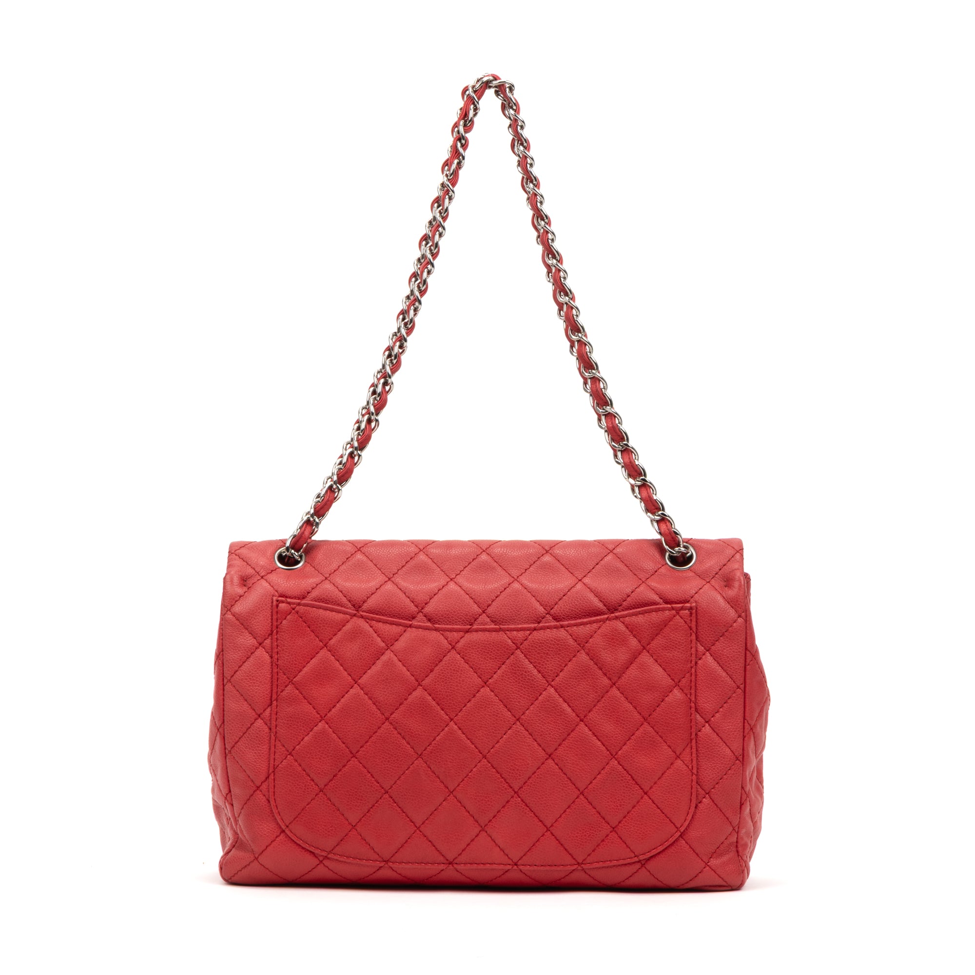 Shoulder Bag Classic Soft Flap Maxi Red Caviar Quilted Leather
