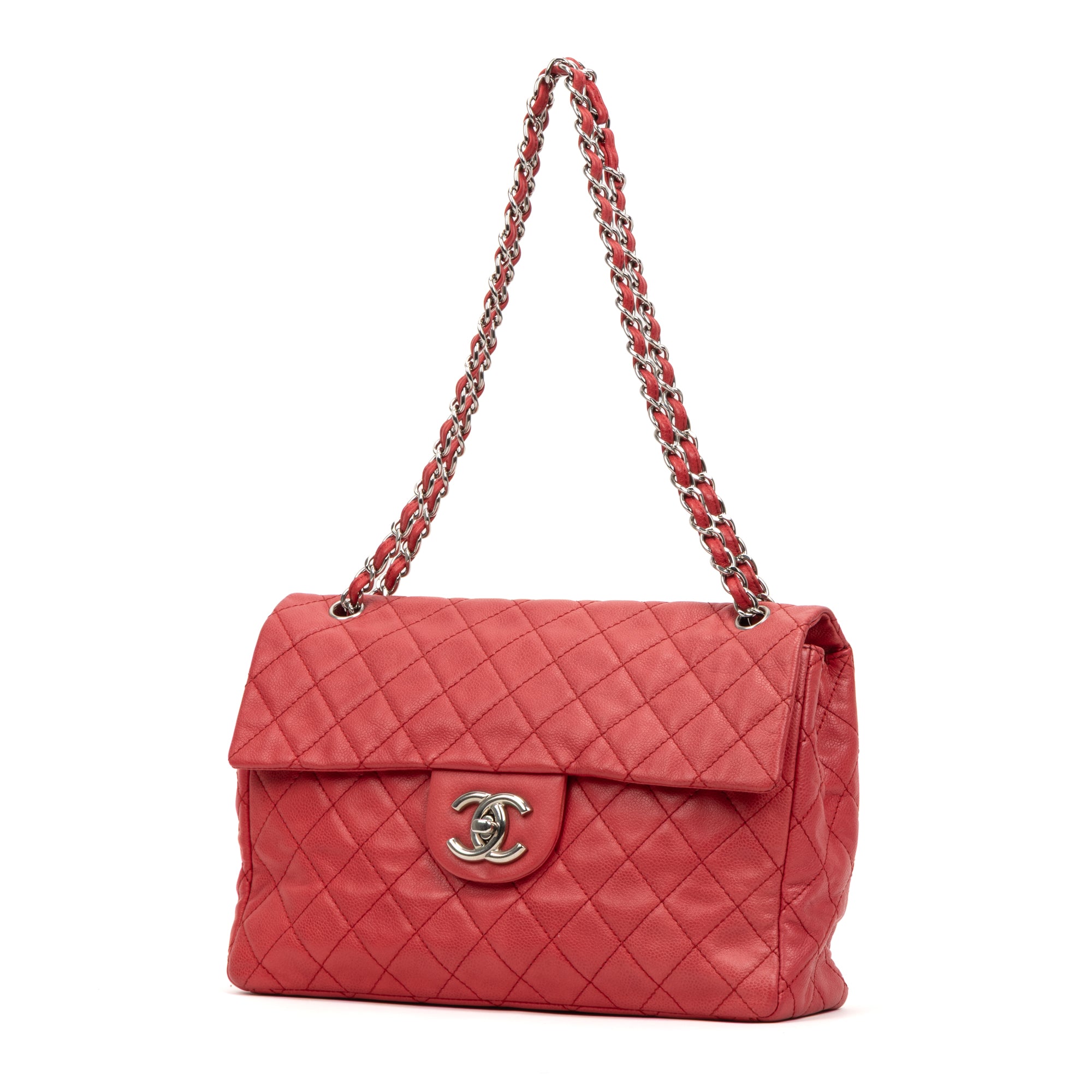 Shoulder Bag Classic Soft Flap Maxi Red Caviar Quilted Leather