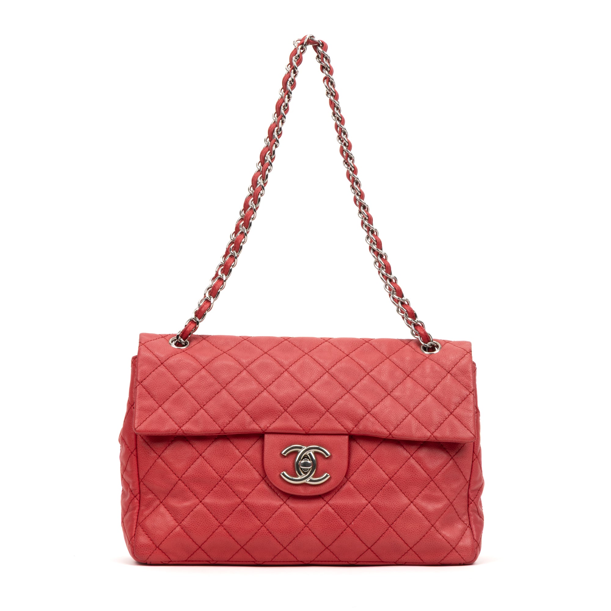 Shoulder Bag Classic Soft Flap Maxi Red Caviar Quilted Leather