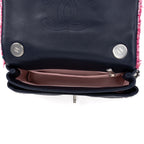 Shoulder Bag Rare Tweed Trim Single Flap Black Lambskin Quilted Leather/Tweed Canvas