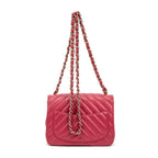 Shoulder Bag Square Classic Single Flap Mini Pink Lambskin Chevron Quilted Leather