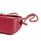 Shoulder Bag Square Classic Single Flap Mini Pink Lambskin Chevron Quilted Leather