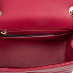 Shoulder Bag Square Classic Single Flap Mini Pink Lambskin Chevron Quilted Leather