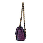 Shoulder Bag Rare Shearling Square Single Flap Mini Black Shearling Canvas/Tweed Canvas