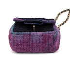 Shoulder Bag Rare Shearling Square Single Flap Mini Black Shearling Canvas/Tweed Canvas