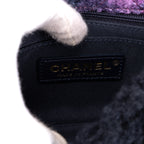 Shoulder Bag Rare Shearling Square Single Flap Mini Black Shearling Canvas/Tweed Canvas