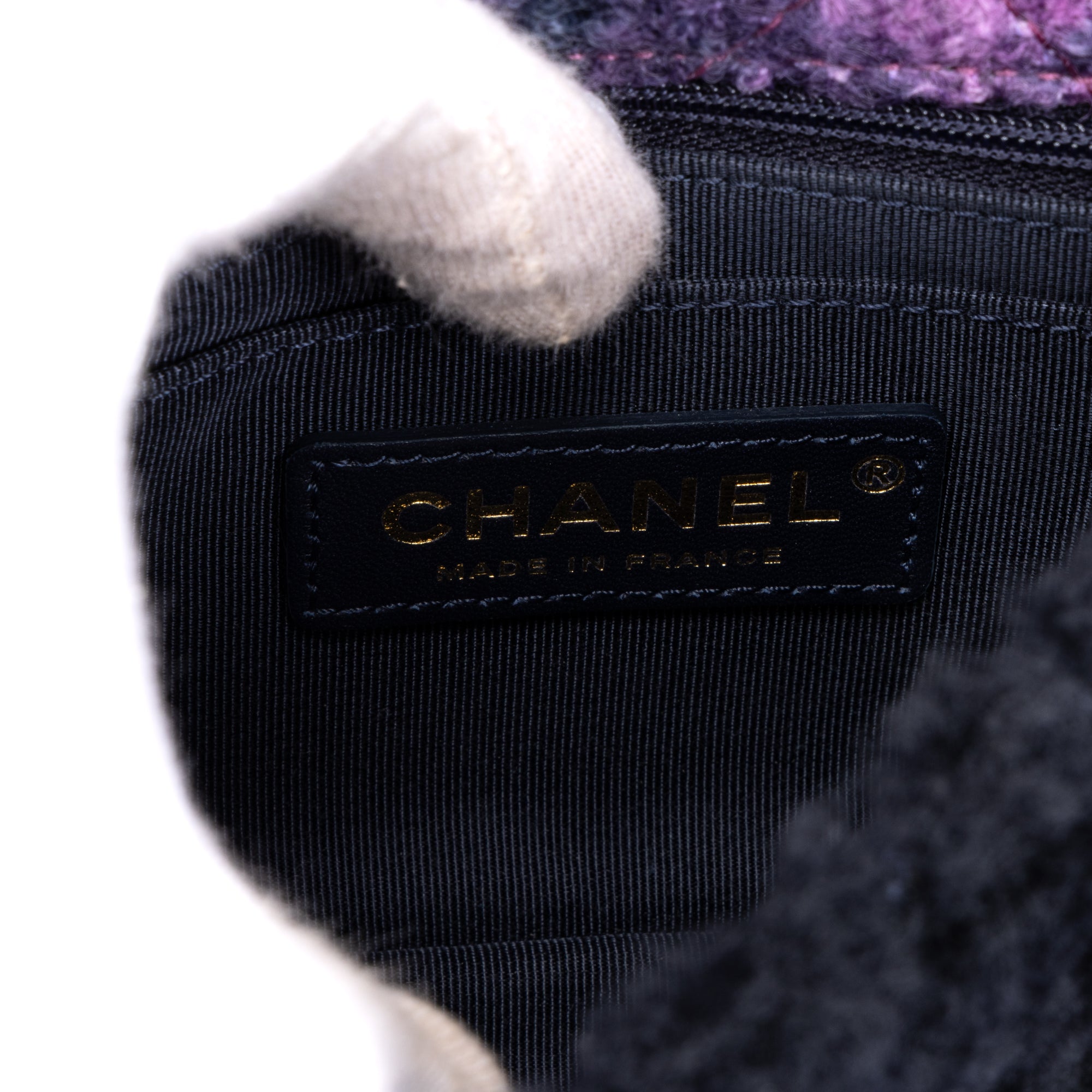 Shoulder Bag Rare Shearling Square Single Flap Mini Black Shearling Canvas/Tweed Canvas