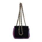 Shoulder Bag Rare Shearling Square Single Flap Mini Black Shearling Canvas/Tweed Canvas