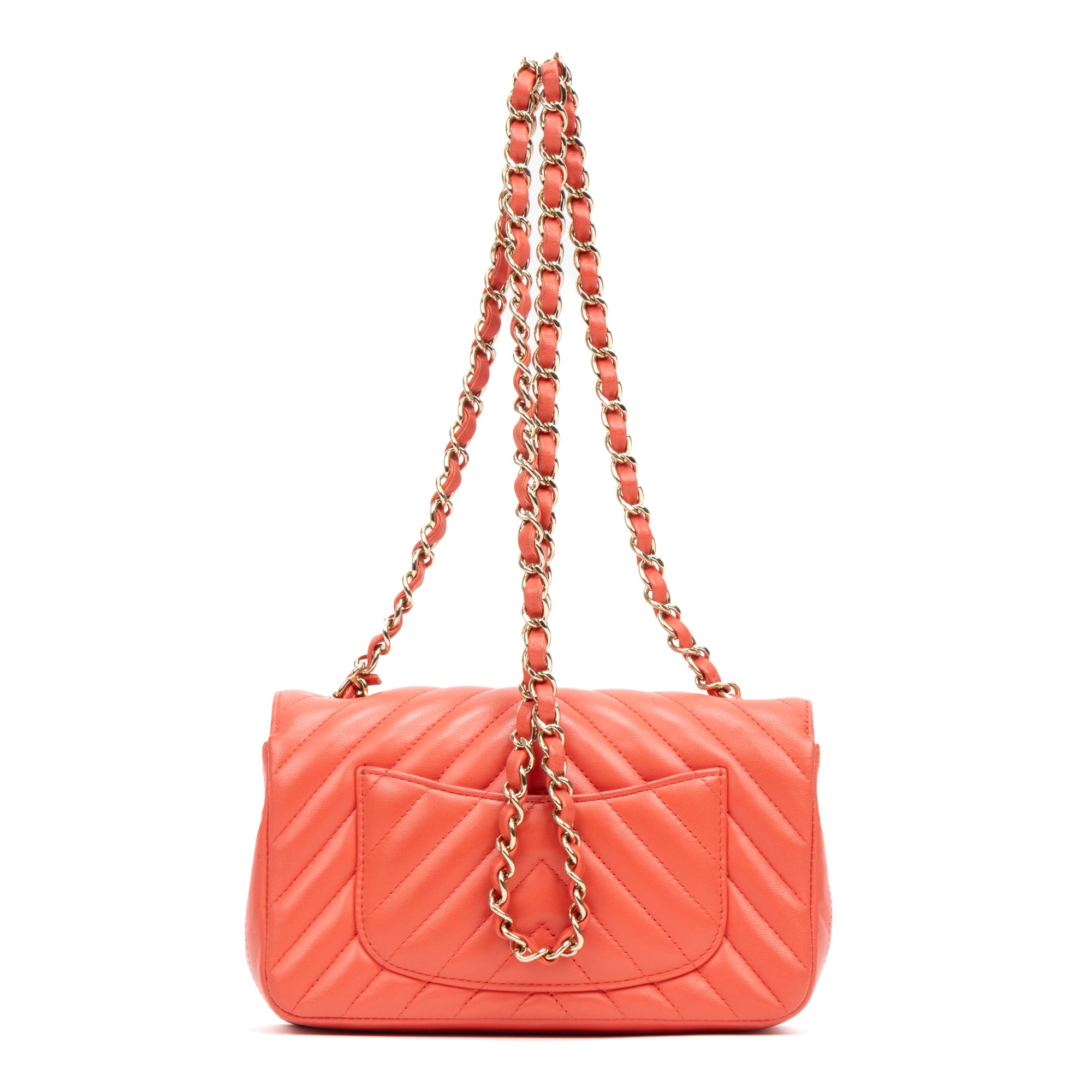 Shoulder Bag Classic Single Flap Pink Lambskin Chevron Quilted Leather
